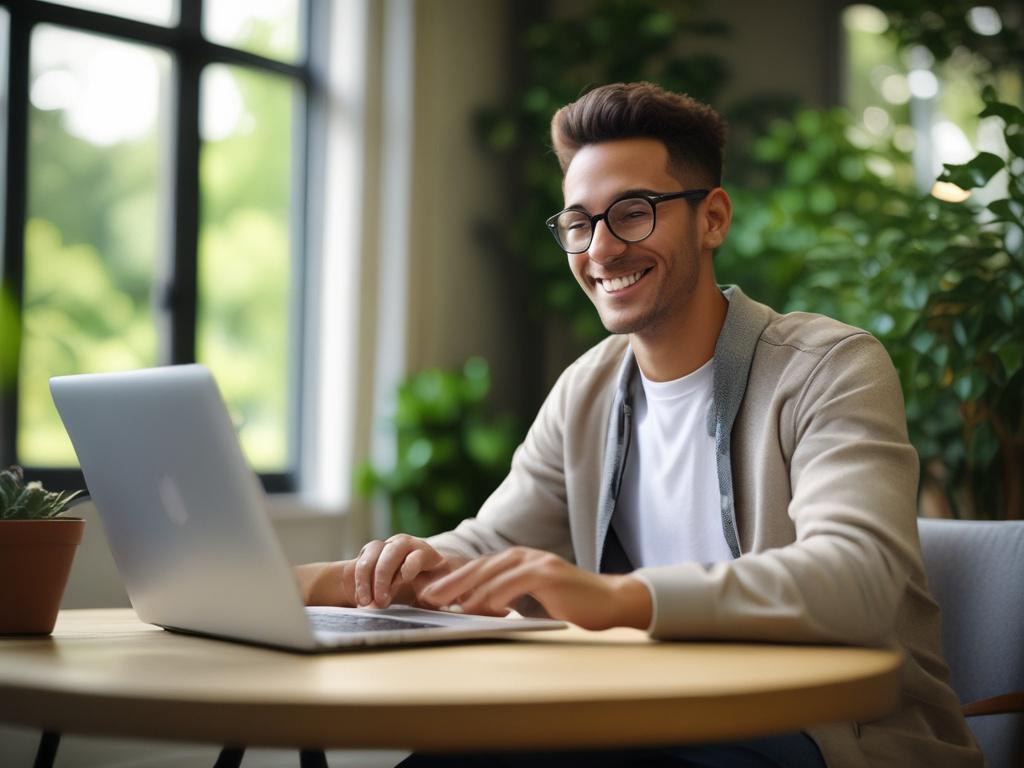 A close up shot of a confident individual smiling while