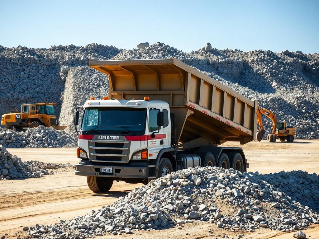 Class A dump trucks hauling limerock and aggregates across Central Florida