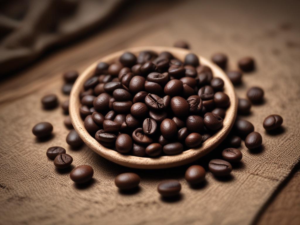 high resolution image of coffee beans in a rustic setting,