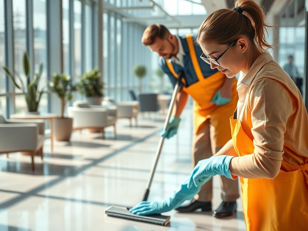 Create a realistic high resolution of a professional cleaner in