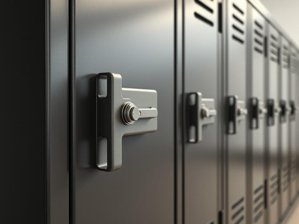 A high resolution close up of a military grade locker