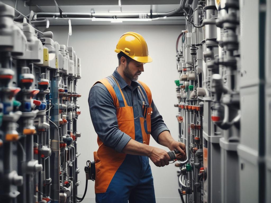 realistic high resolution of a skilled electrician working on a