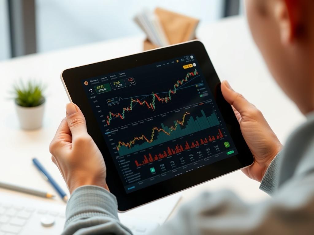 A close up shot of a person reading a digital