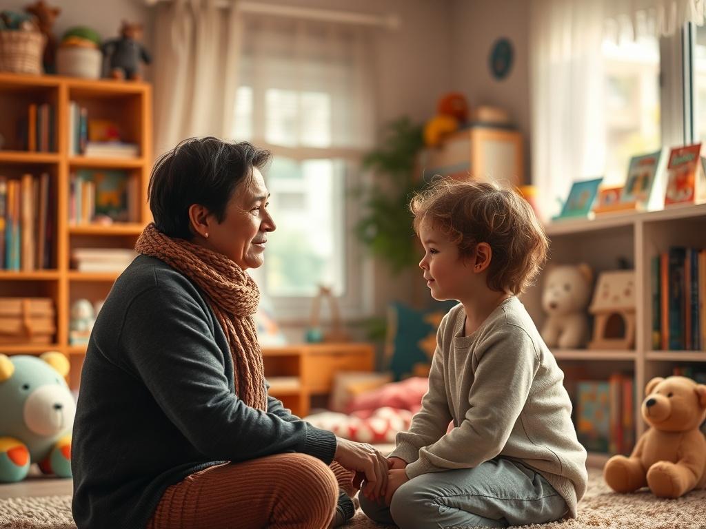 A warm and inviting room with soft lighting, showing a