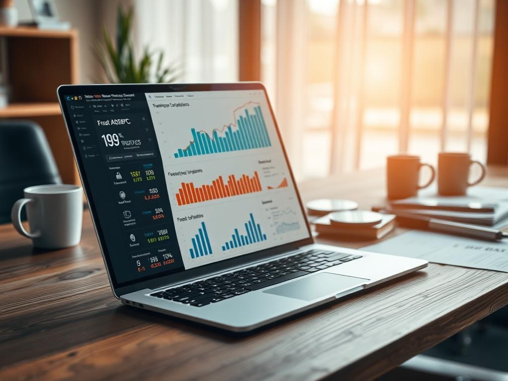 **AI Image Generation Prompt:**

Create a hyper-realistic high-resolution photograph that visually represents the blog titled "The Real Cost of 'Free': Unpacking the True Economics of iGaming Payment Processing." The composition should feature a single subject: a modern, sleek laptop resting on a wooden desk, displaying various analytics and graphs related to payment processing in the iGaming industry on its screen. The laptop should be open, showcasing a colorful chart with rising metrics, indicating growt