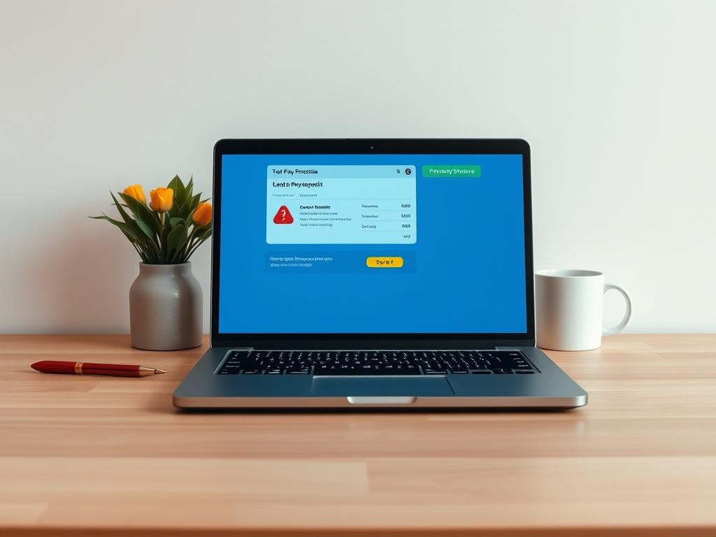 Create a realistic, high-resolution photo that captures the essence of iGaming payment user experience (UX) mistakes, specifically focusing on checkout errors that can lead to lost deposits. 

**Composition:** Center the image around a single, authentic-looking digital cash register or online payment interface displayed on a laptop screen. Ensure the screen is clearly visible and showcases a well-designed, user-friendly checkout process with illustrative elements indicating errors (e.g., a red error notific