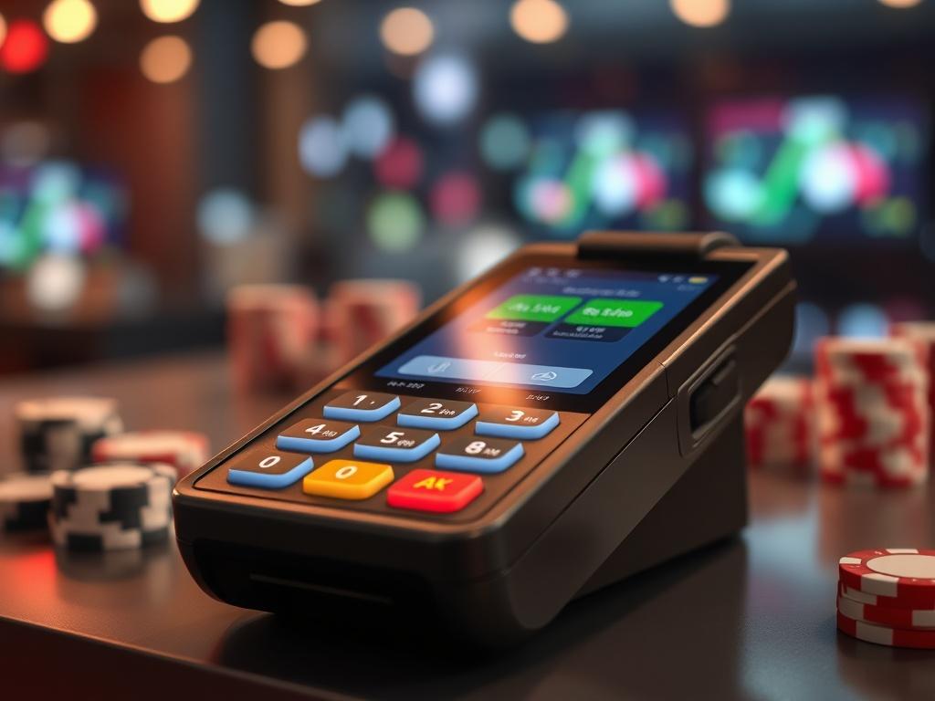 **Prompt for AI Image Generator:**

Create a highly detailed, realistic high-resolution photo that captures the essence of the iGaming payment service provider, iGamingPSP. The focus of the image should be a close-up shot of a sleek, modern payment processing device or terminal, symbolizing fast, secure, and seamless payment solutions. The device should feature intuitive touchscreen capabilities, visibly displaying a user-friendly payment interface tailored for the iGaming industry. 

Set the device against