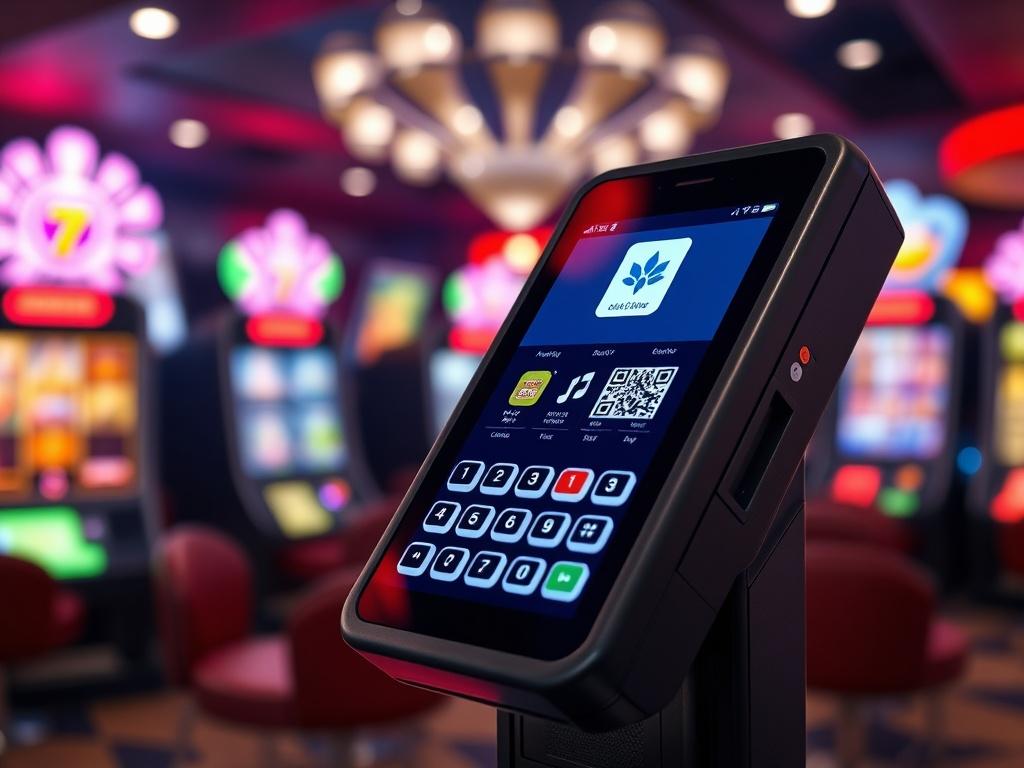 **AI Image Generator Prompt:**

Create a realistic high-resolution close-up photo that embodies the theme "Understanding Payment Solutions in iGaming." 

**Composition Details:**
- Focus on a single subject: a modern digital payment terminal that is sleek and sophisticated, showcasing state-of-the-art technology. The terminal should be fully visible and occupy the center of the frame.
- Use a soft-focus background to draw attention to the payment terminal, ensuring the background is blurred yet retains a hi