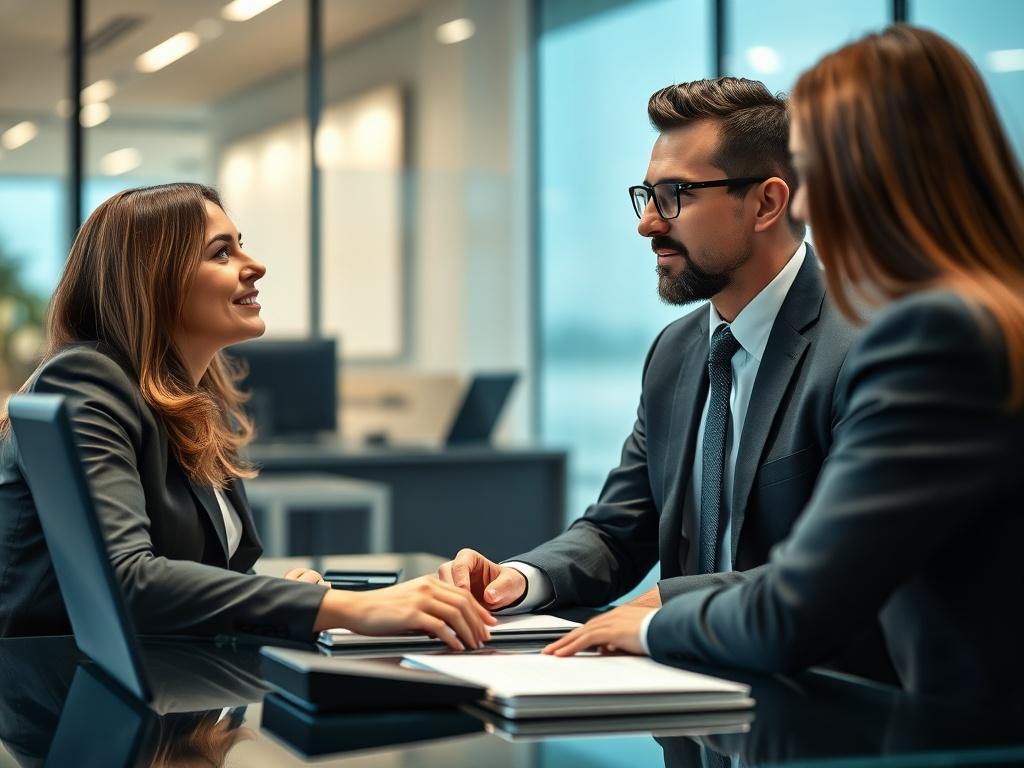 A professional meeting setting with a close up focus on