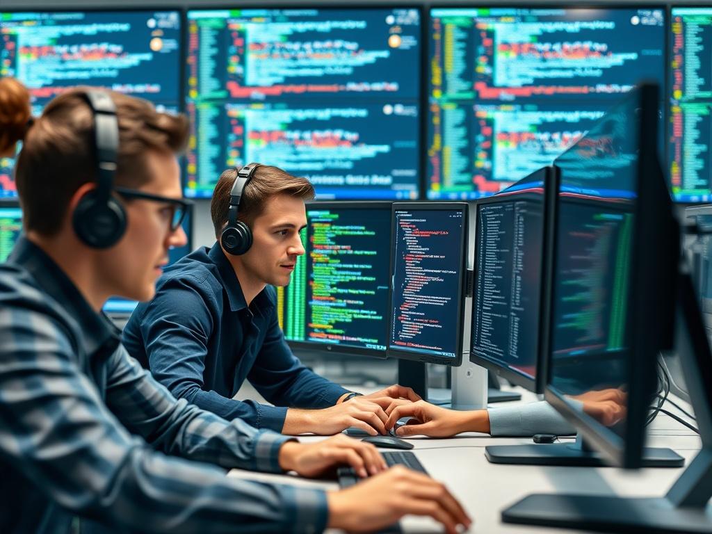 A technical team conducting integration of payment systems on a
