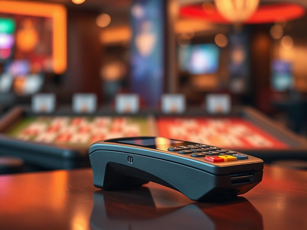 **AI Image Generation Prompt:**

Create a realistic high-resolution close-up photograph that visually embodies the theme of the blog titled "Payment Gateway vs. Payment Service Provider (PSP): What's the Difference for iGaming Operators?" The composition should be simple and clear, featuring a single subject: a modern, sleek payment processing terminal, representing cutting-edge technology in the iGaming industry.

The payment terminal should have an elegant design, showcasing a touch screen interface and v