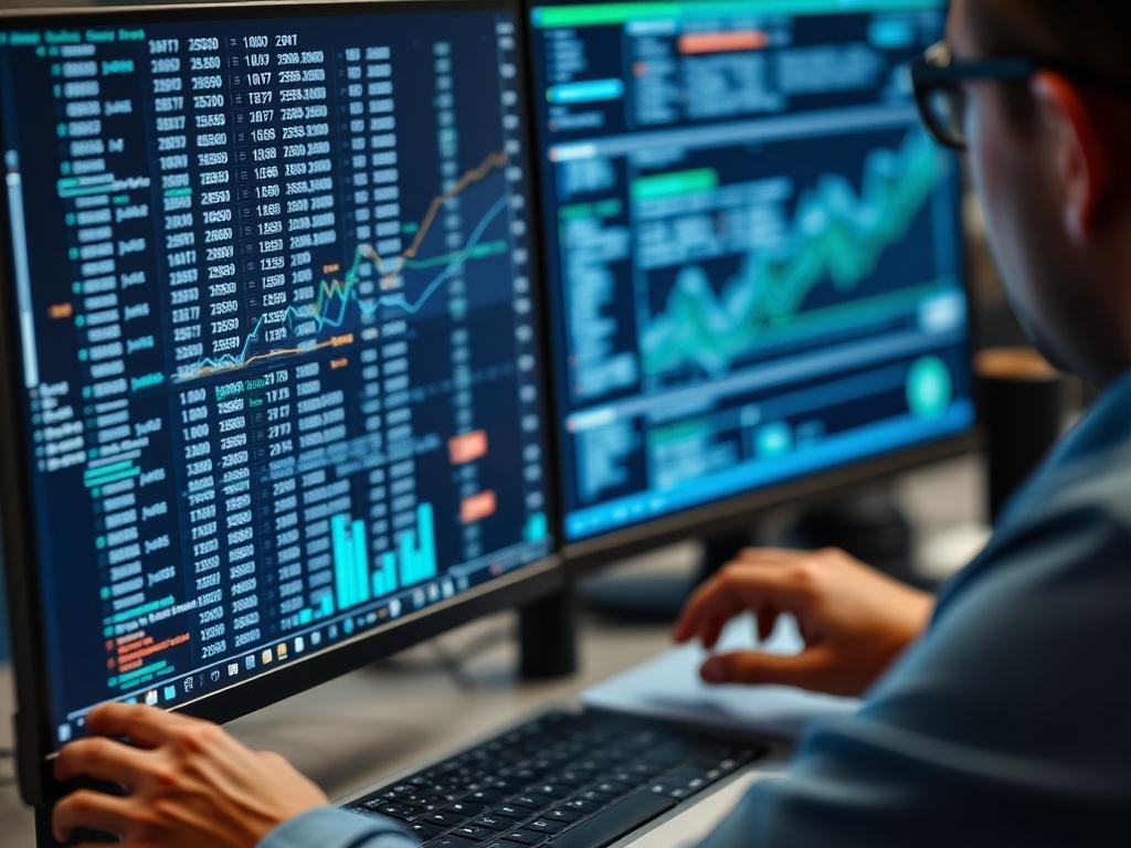 A close up shot of a data analyst working on