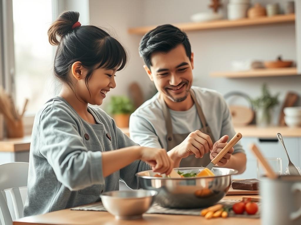 A serene image of a parent and child engaged in