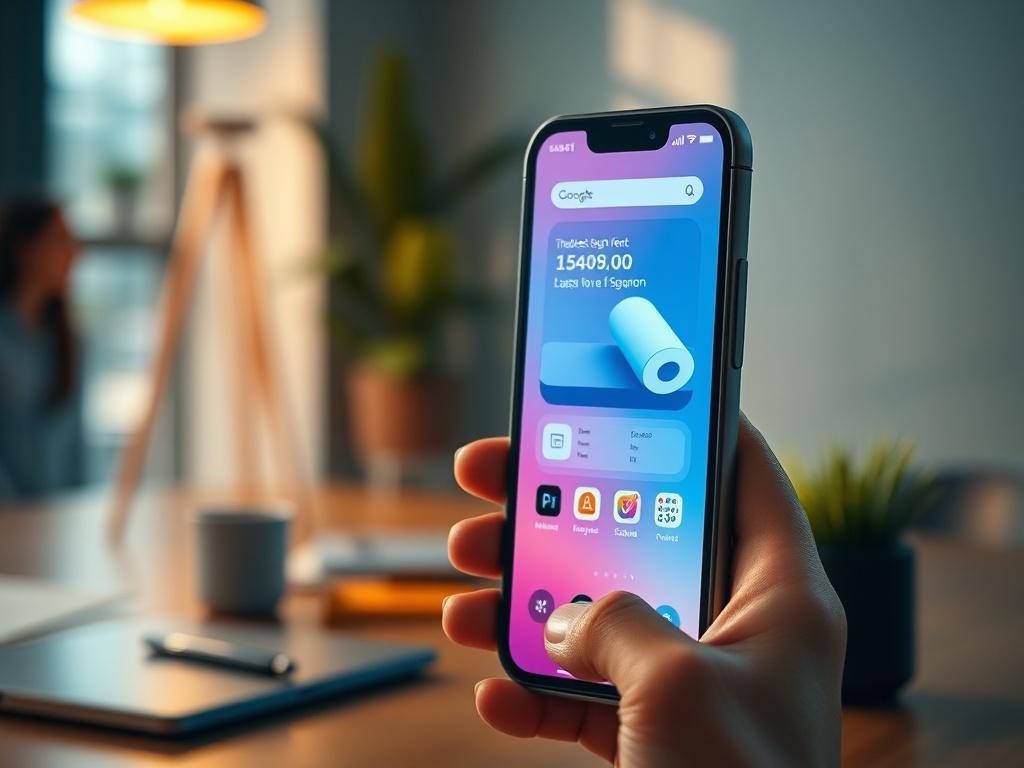 A hyper realistic close up shot of a smartphone displaying