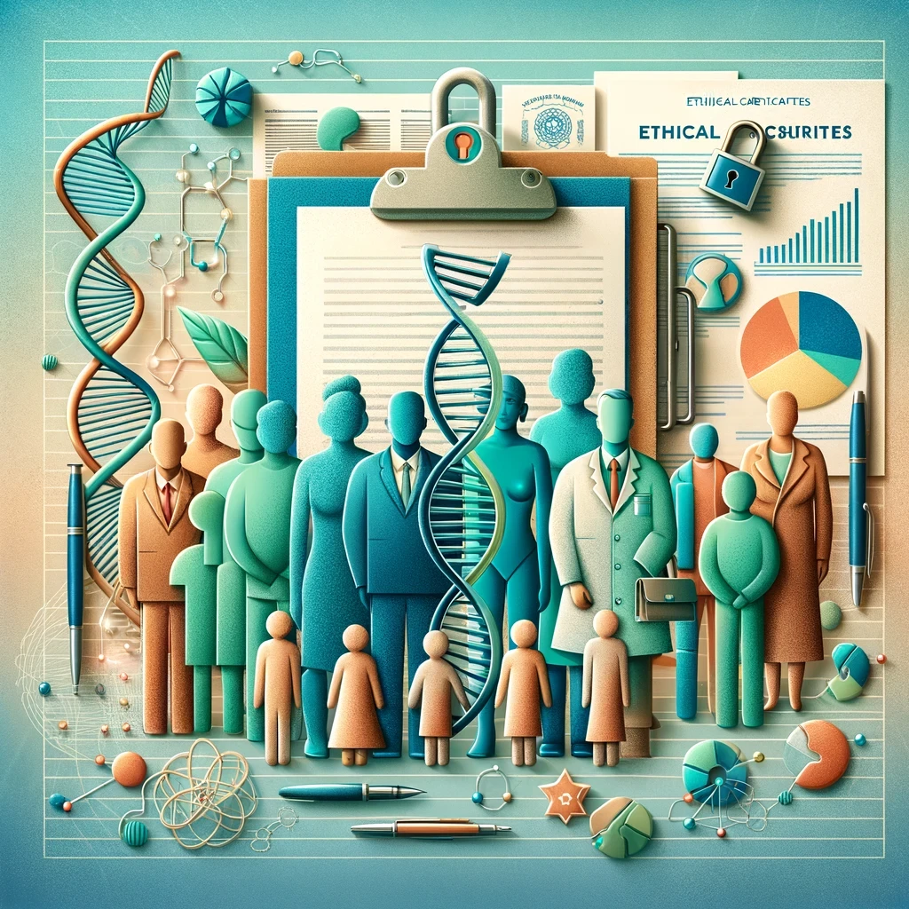 dall·e 2024-05-06 21.14.40 - an image representing biomedical research ethics, featuring diverse human figures of various ages, ethnicities, and genders, symbolizing equitable sel.webp