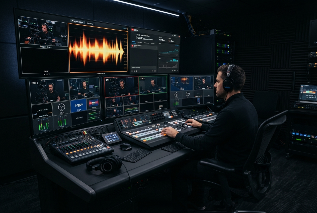 Fairview Fire Media broadcast control room with multi-camera streaming rig