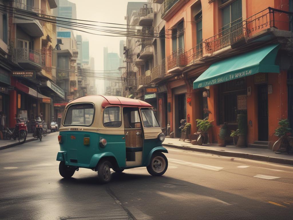 Tuk Tuk, driving simulation, city streets, vibrant, realistic, immersive