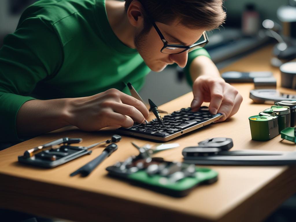 A technician repairing a smartphone, close up shot, hyper realistic,