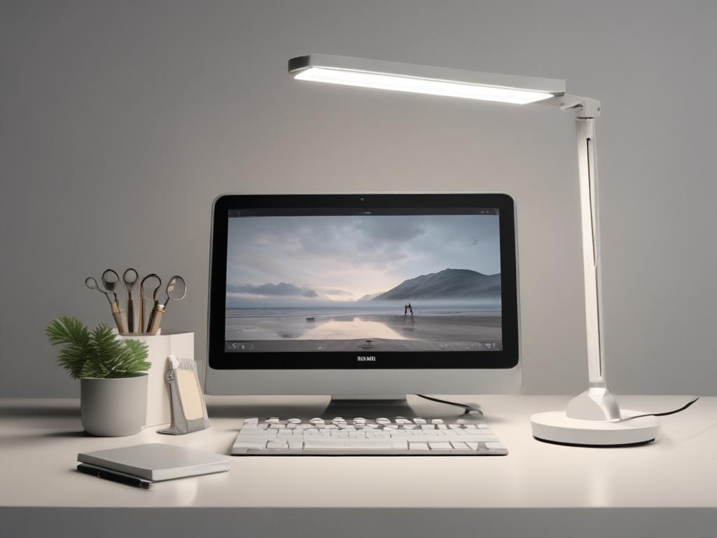 smart LED desk lamp, adjustable brightness, modern design