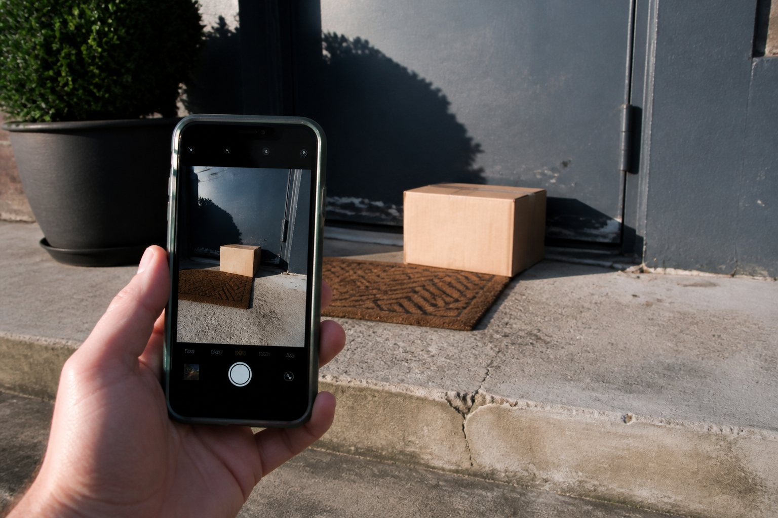 Phone photo taken of a delivered package