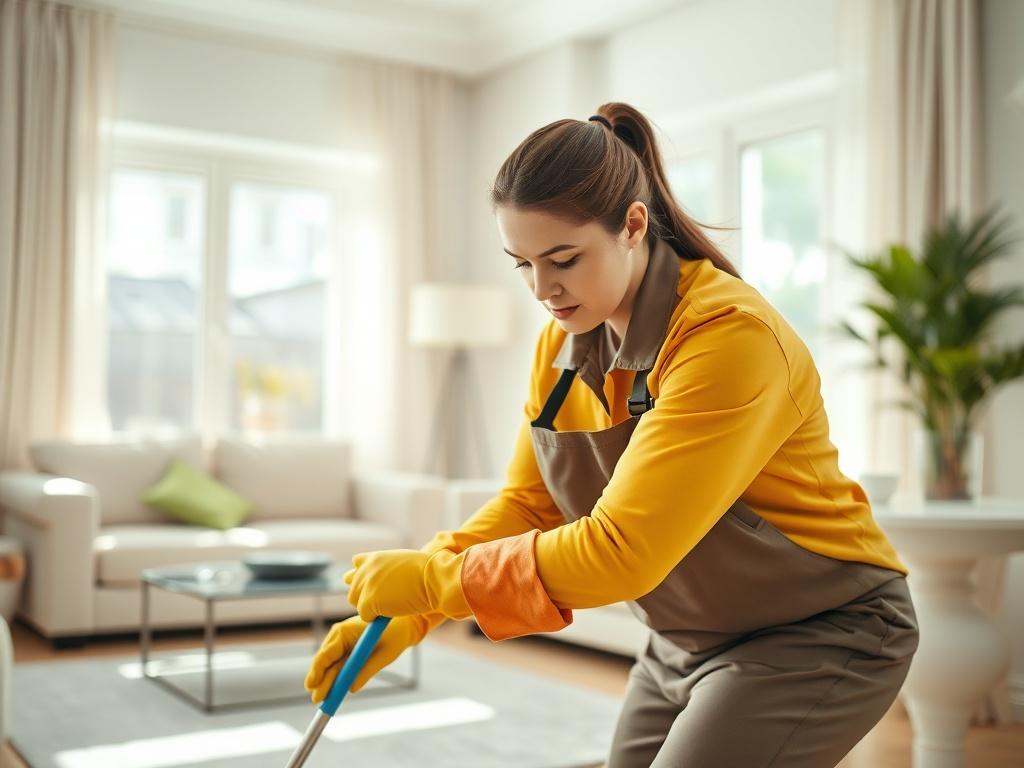 A realistic high resolution of a professional cleaner in action,