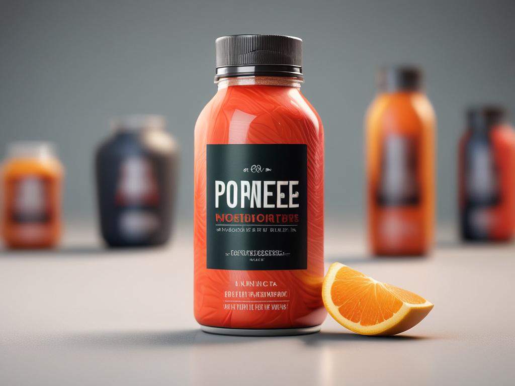A visually striking image of a product packaging design process taking place on a clean, modern workspace. The focus should be on a designer's hands working on a vibrant product label, with packaging samples and design tools scattered around. Bright, natural lighting enhances the colors of the packaging, and the background is softly blurred to keep the viewer's attention on the design work. The scene should convey creativity and professionalism.
