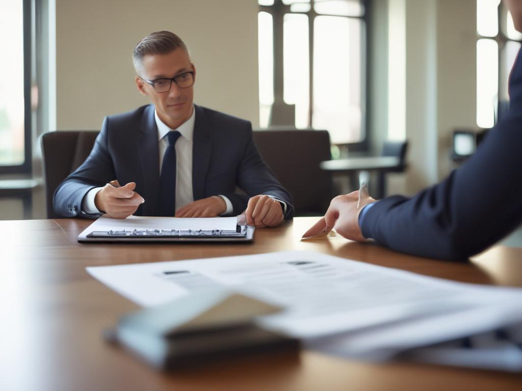 A close up shot of an investment advisor discussing strategies