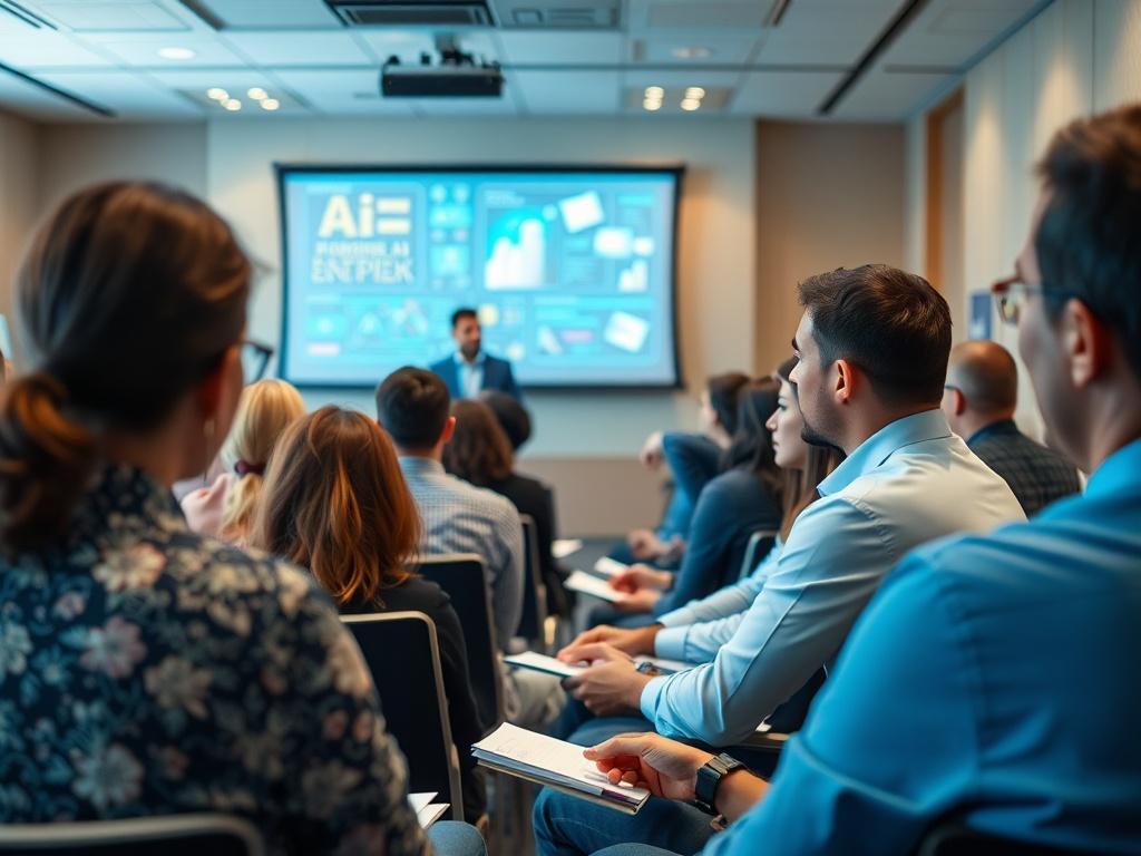 A dynamic seminar setting with an engaging speaker presenting to