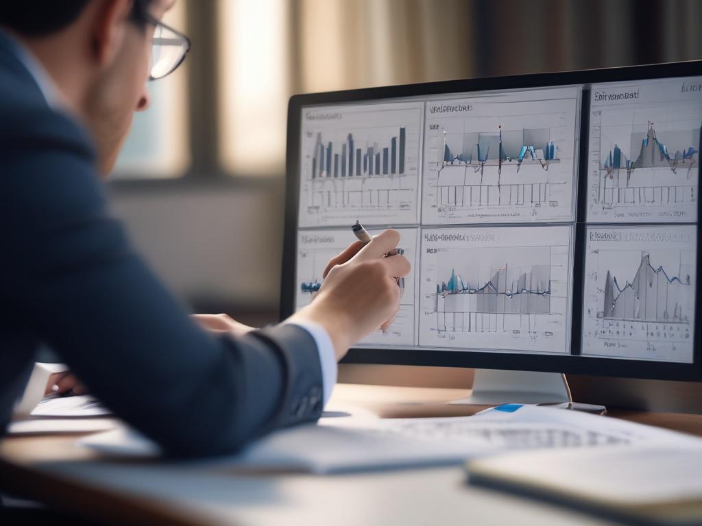 a close up shot of a financial analyst examining charts