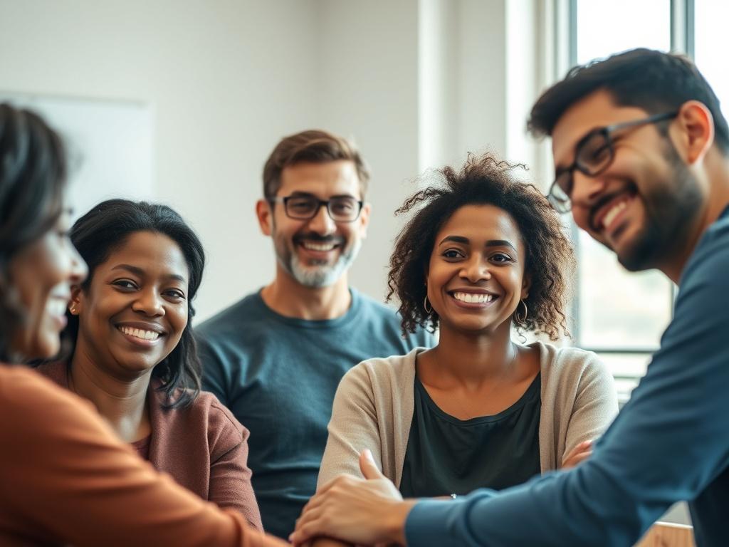 A close up shot of a diverse group of individuals