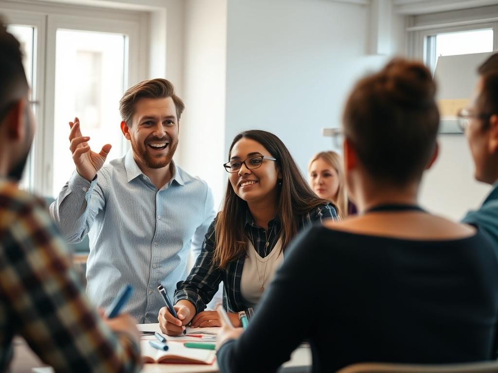 A close up shot of a trainer passionately leading a