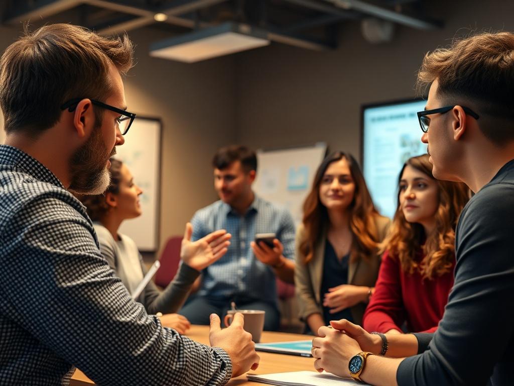 A close up shot of a workshop facilitator interacting with