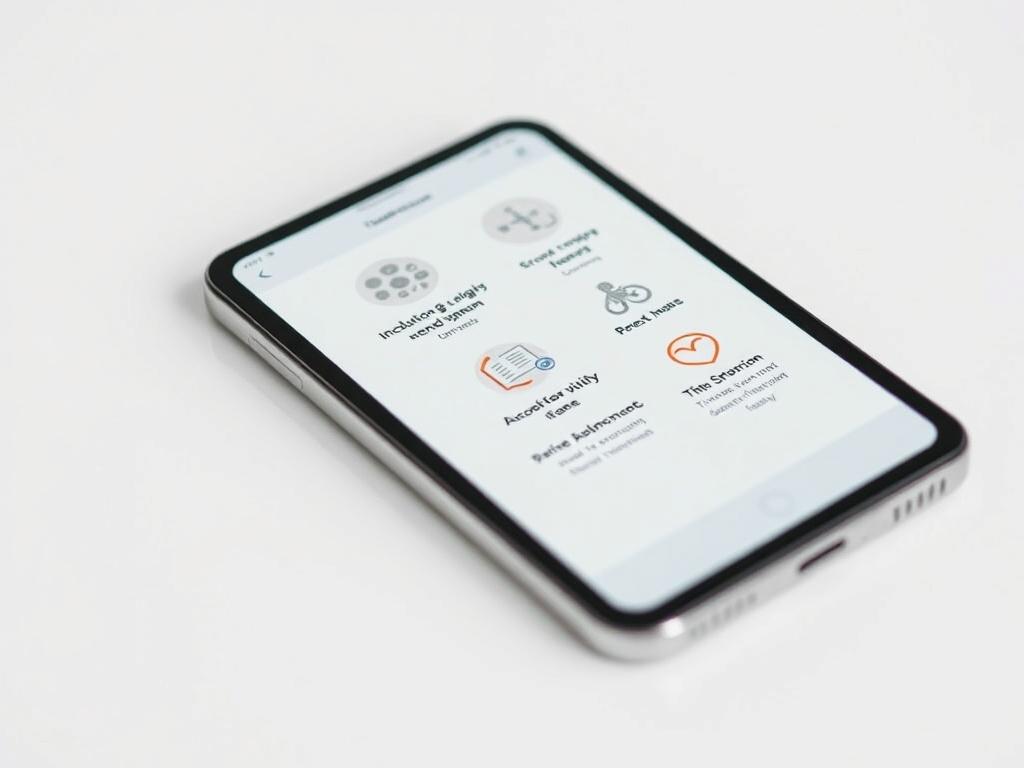 A close-up of a mobile device displaying user-friendly educational resources, with clear icons and text that demonstrate accessibility features. The background should be simple and neutral, emphasizing the clarity and usability of the materials.