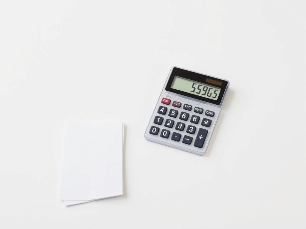 A clean, minimalistic image featuring a transparent calculator on a desk with a notepad beside it. The background is a soft, neutral color to emphasize simplicity and clarity. The calculator display shows a clear number, symbolizing straightforward shipping costs.