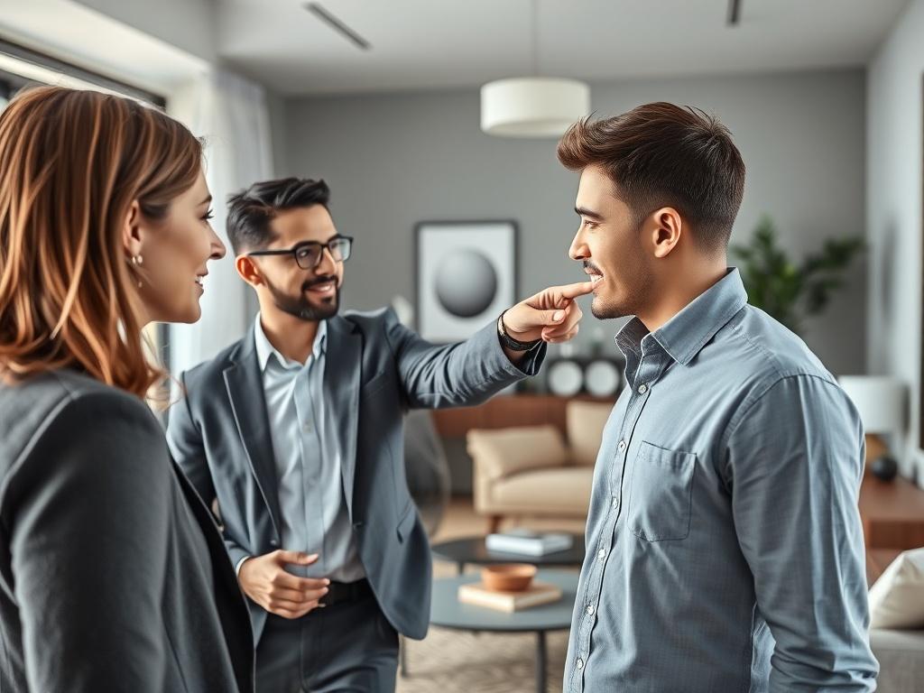 A close up shot of a leasing agent showing an