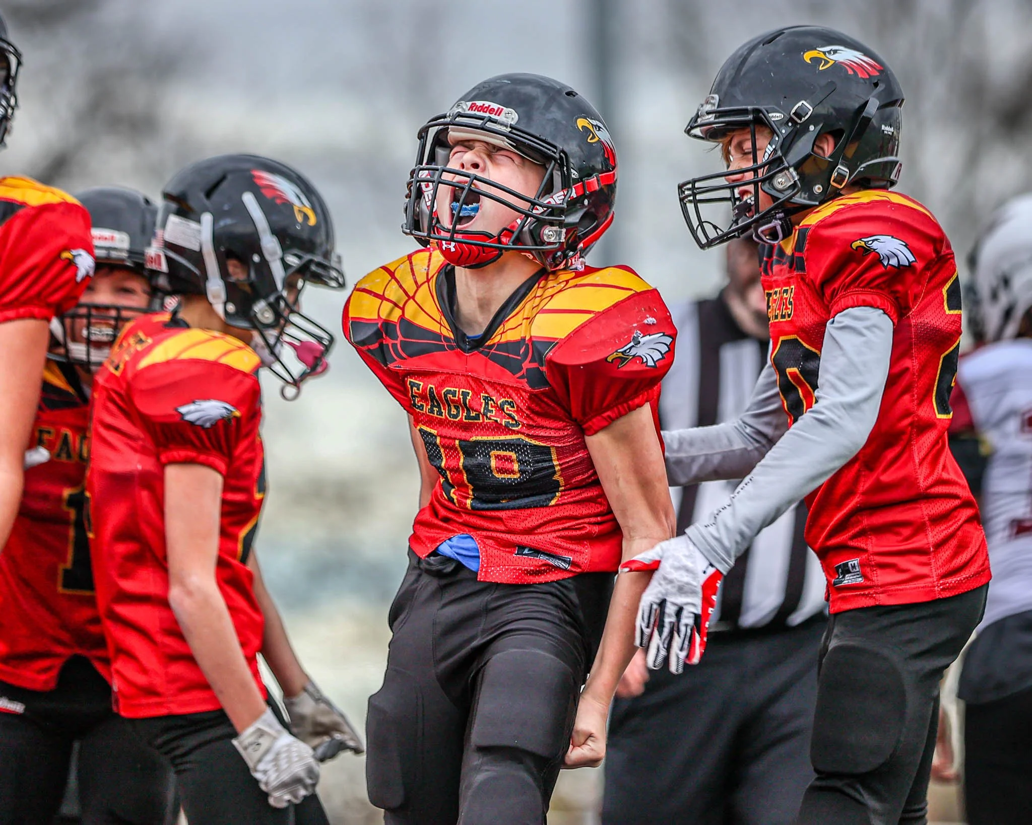 Big Walnut Eagles football camp players