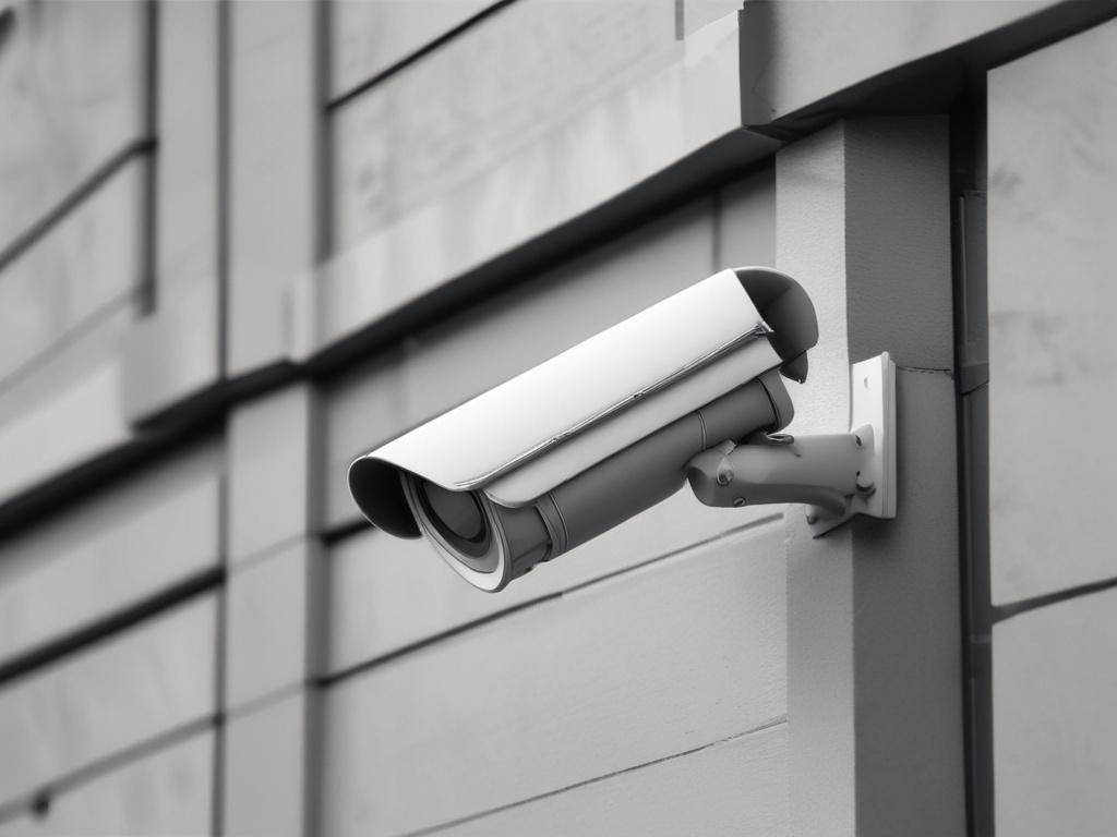 A hyper realistic close up shot of a security camera