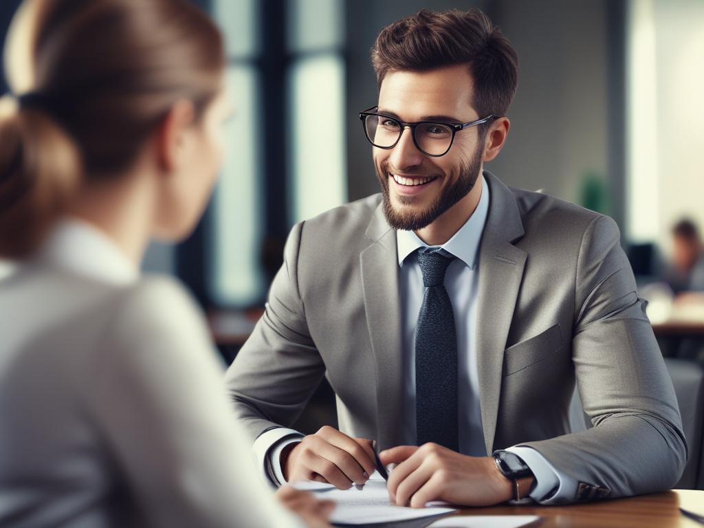 A close up shot of a professional recruiter engaging in