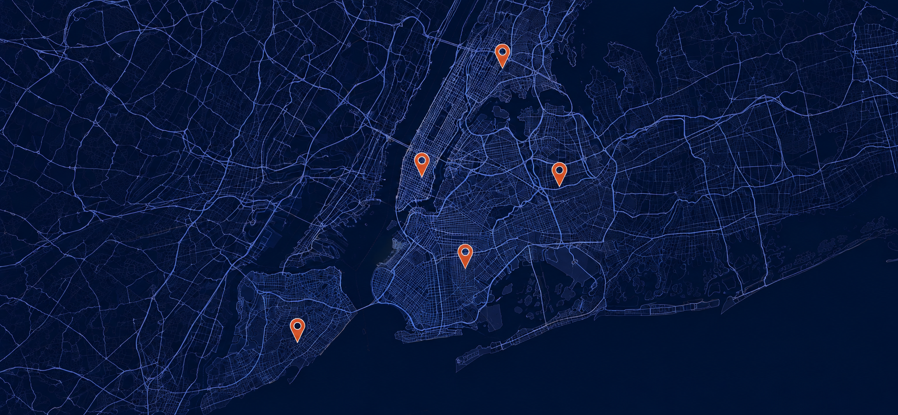 NYC grid background with map pins