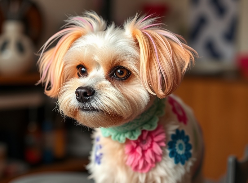 Creative dog grooming with artistic styling and patterns