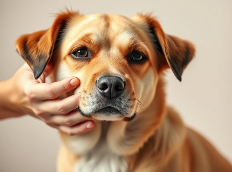 Calm dog being gently groomed with compassionate care
