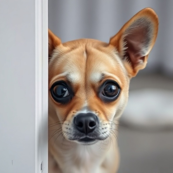 Nervous dog showing signs of anxiety