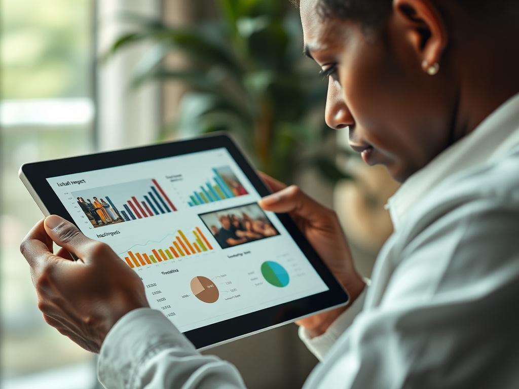 A realistic high resolution of a focused professional analyzing financial