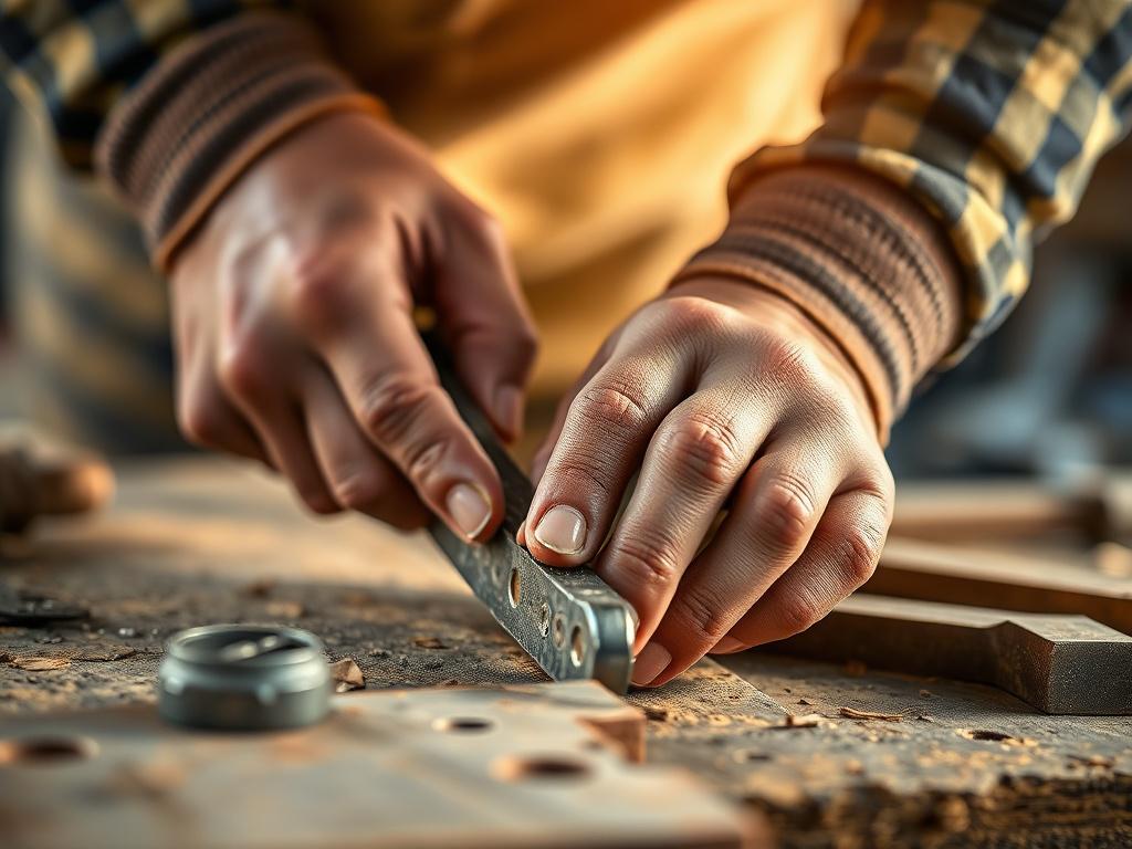 A close up shot of a skilled tradesperson's hands working