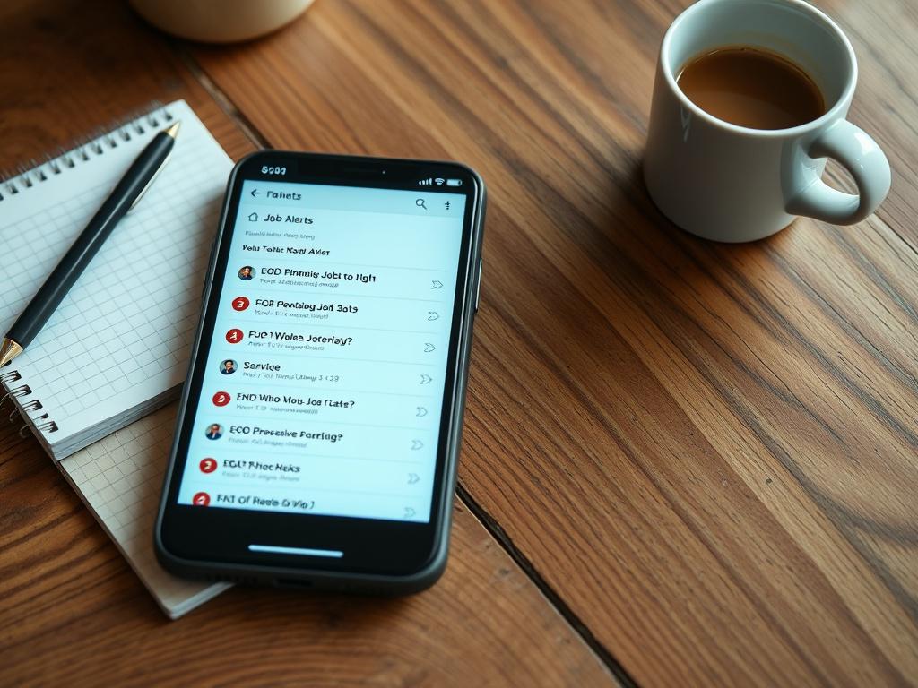 A close up shot of a smartphone displaying job alerts