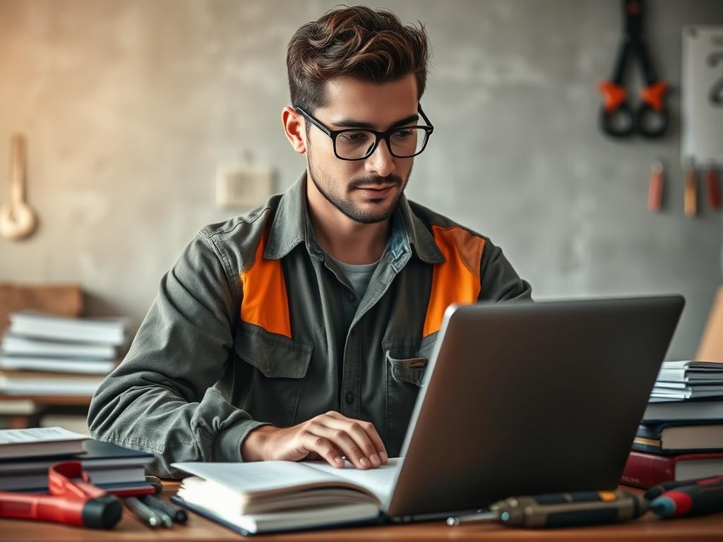A close up shot of a professional looking person studying
