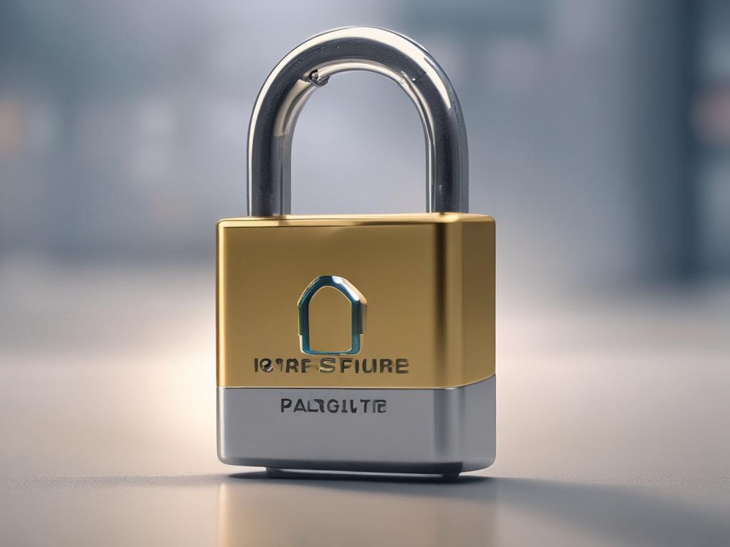 A close-up shot of a secure digital padlock symbolizing data protection, with a blurred background of a computer screen displaying data analytics. The padlock should be shiny and modern, reflecting a sense of security and trust. The color scheme should incorporate rgb(50, 170, 39) to emphasize a positive and secure atmosphere.