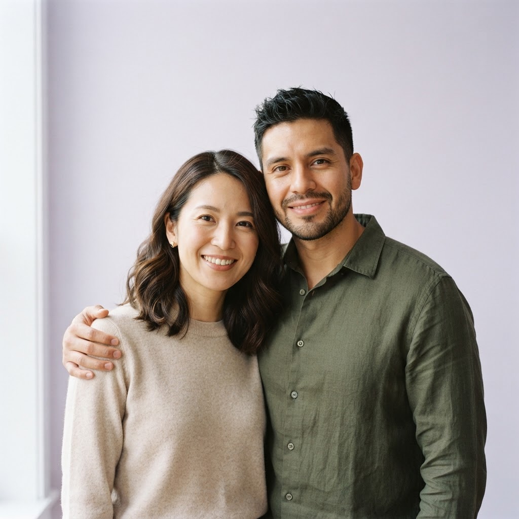 Portrait of Priya & Tom Nakamura-Reyes