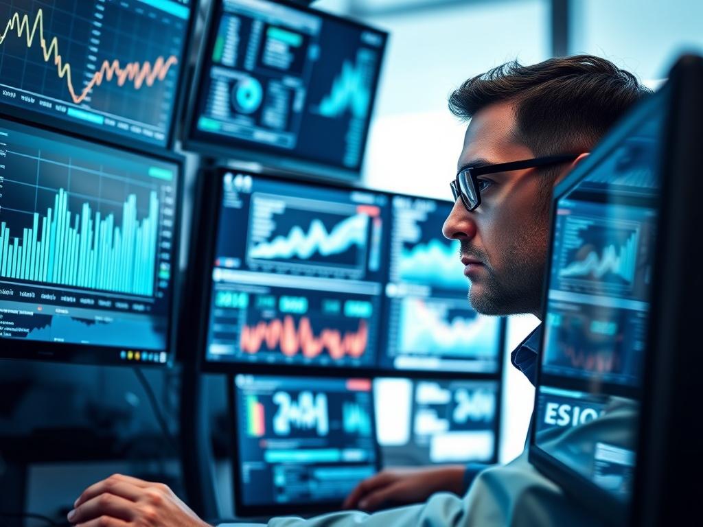 A close up shot of a cybersecurity professional analyzing data