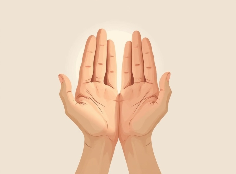 Abstract illustration of hands in a contemplative pose representing recovery and healing